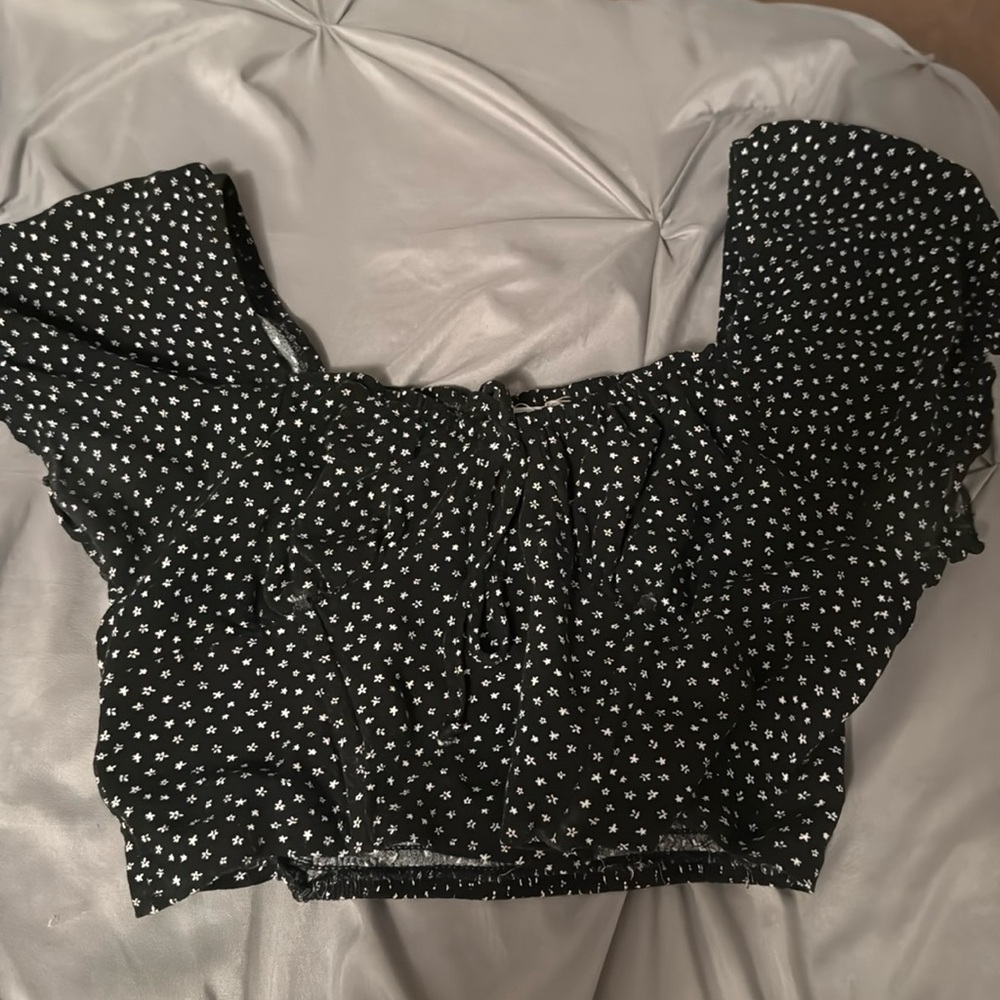 Pacsun Black and White Floral Corset Top